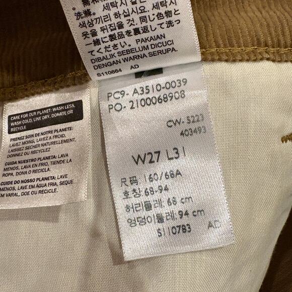 Levis 94 Baggy Pants Womens Sz 27 Tan Corduroy Straight Leg Mid Rise Hipster NWT - Picture 10 of 12